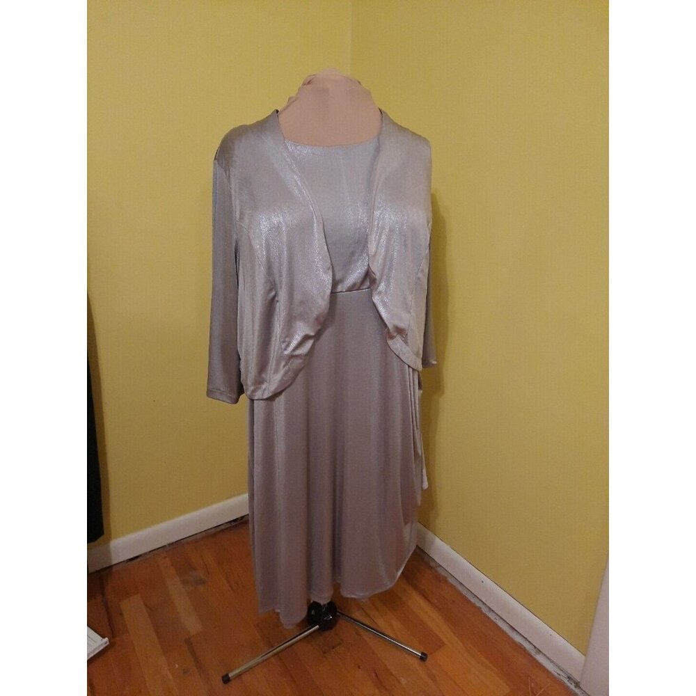 Roman's 28w Women's Silver Dress With Jacket